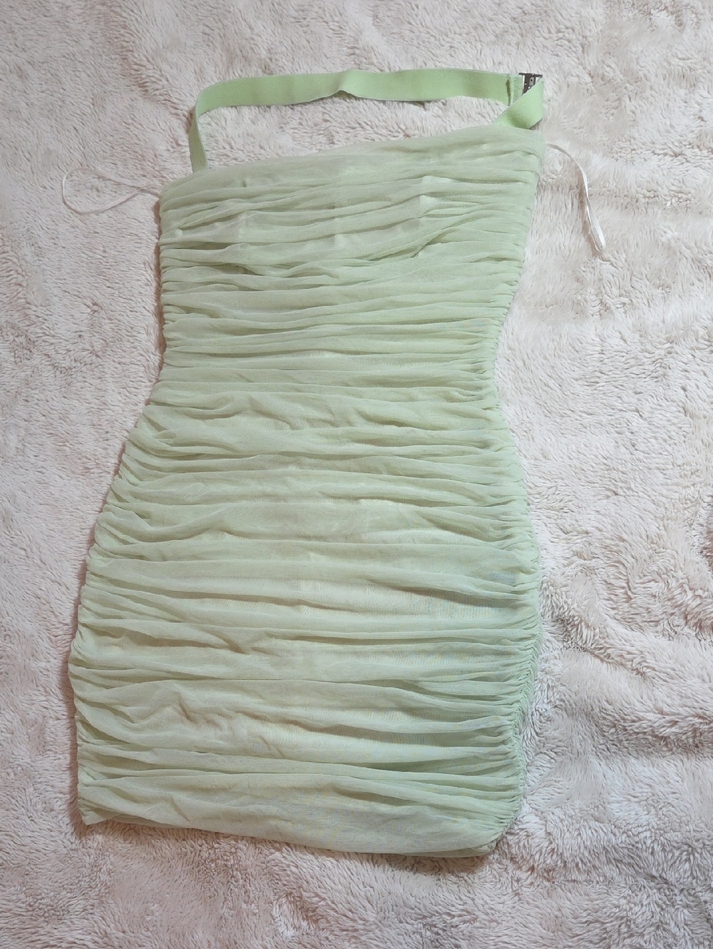 Babaton One-Shoulder Ruched Mini Dress in Light Mint
